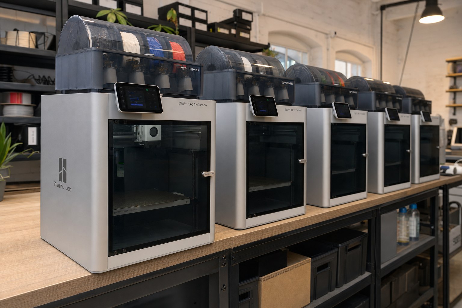 Bambu Lab X1 Carbon Drucker in einer kompakten additiven Fertigung